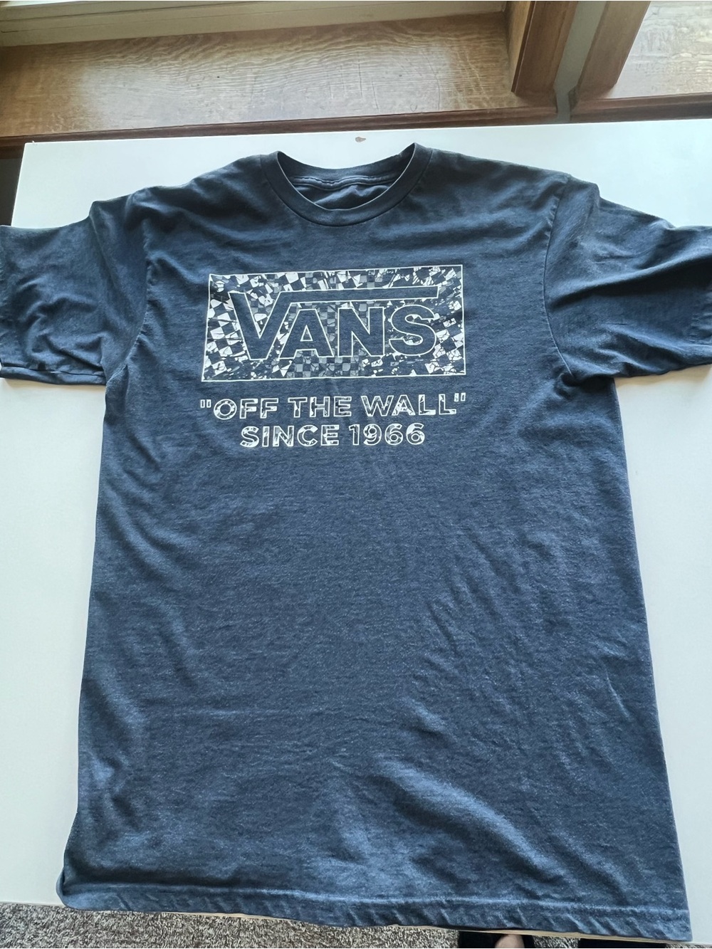 Vans Size Medium Navy Blue 'Off The Wall' Logo Short Sleeve Tee